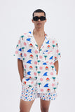 Beige Shirt with 'La Plage' print, a stylish collaboration by Matías Larrain.