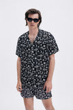 Black Shirt with 'Mexican Birds' print, a stylish collaboration by Marion Deuchars.