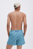 Light Blue Swim Shorts with 'Lucky Charms' print, a stylish collaboration by Mary Matson.