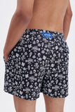 Black Swim Shorts with 'Mexican Birds' print, a stylish collaboration by Marion Deuchars.