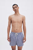 Blue Swim Shorts with 'Trazos' print, a stylish collaboration by Álvaro Picardo.