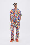 Blue Iconic Pants with 'Joie de Vivre' print, a stylish collaboration by Alice Hoffmann.