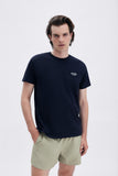 Blue Iconic Tee with 'Joie de Vivre' print, a stylish collaboration by Alice Hoffmann.