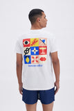 White Iconic tee with 'Joie de Vivre' print, a stylish collaboration by Alice Hoffman